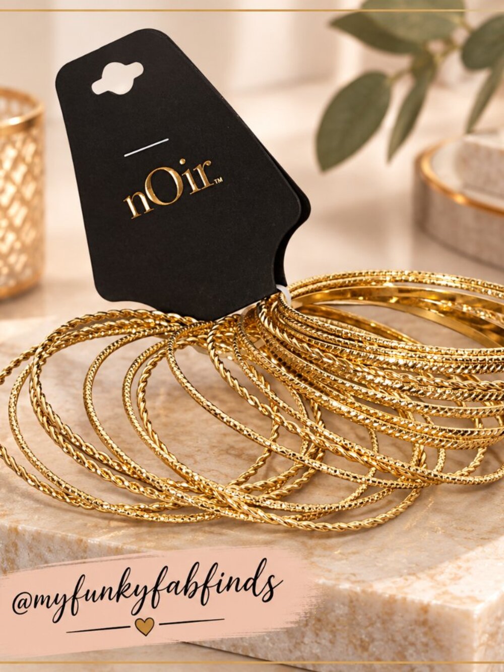 nOir Gold Tone Twisted Stackable Bangle Bracelet Set NWT - 18 Pieces